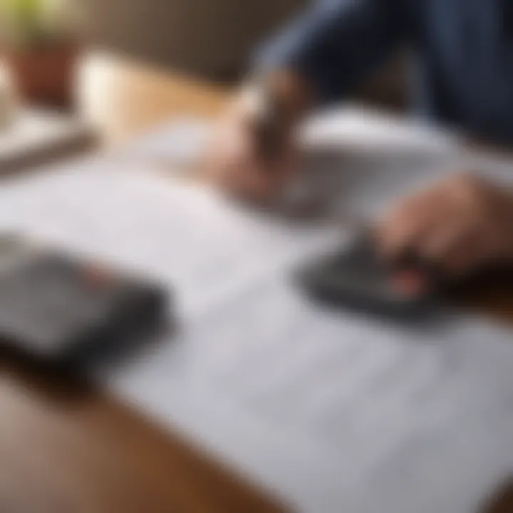 A person reviewing financial documents with a calculator