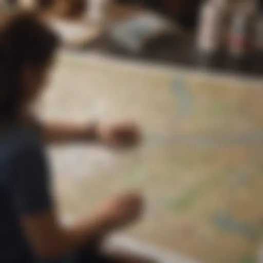 A traveler looking at a map and planning their journey