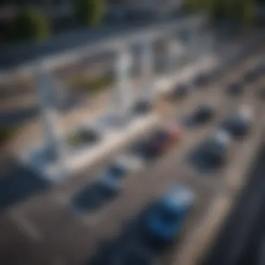 Aerial view of electric vehicle charging stations