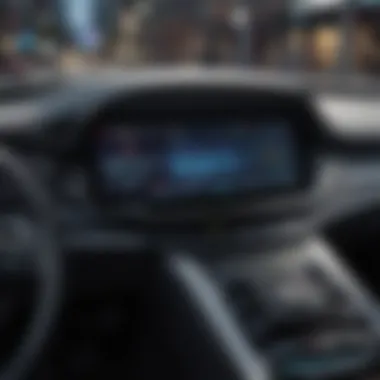 Close-up of an electric vehicle's dashboard showcasing technology