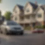 A visually appealing representation of secured loans with a house and car in the background