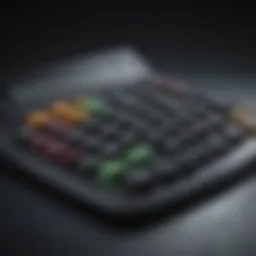 A digital calculator displaying financial figures