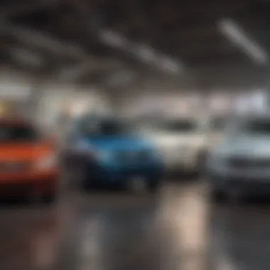 An illustration showcasing different types of used cars available in a dealership