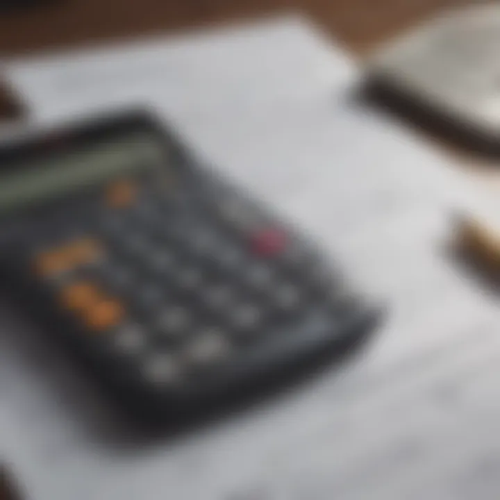 A calculator and paperwork representing financial planning