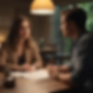 Strategic Discussions on FHA Loan Options A couple discussing financial options at a table