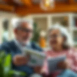 An elderly couple reviewing life insurance options