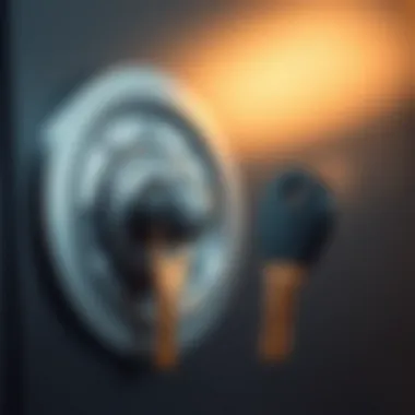 A close-up of a safety deposit box with a key, representing security and trust