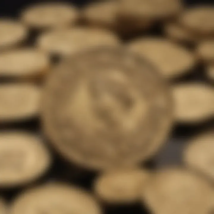 A close-up of a refined gold coin with intricate designs