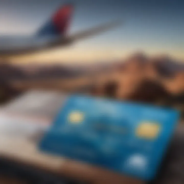 Illustration showcasing travel rewards and perks of the Delta Blue Card